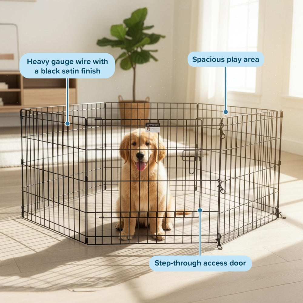 PETMAKER Puppy Playpen door access with secure swing door and dual latches