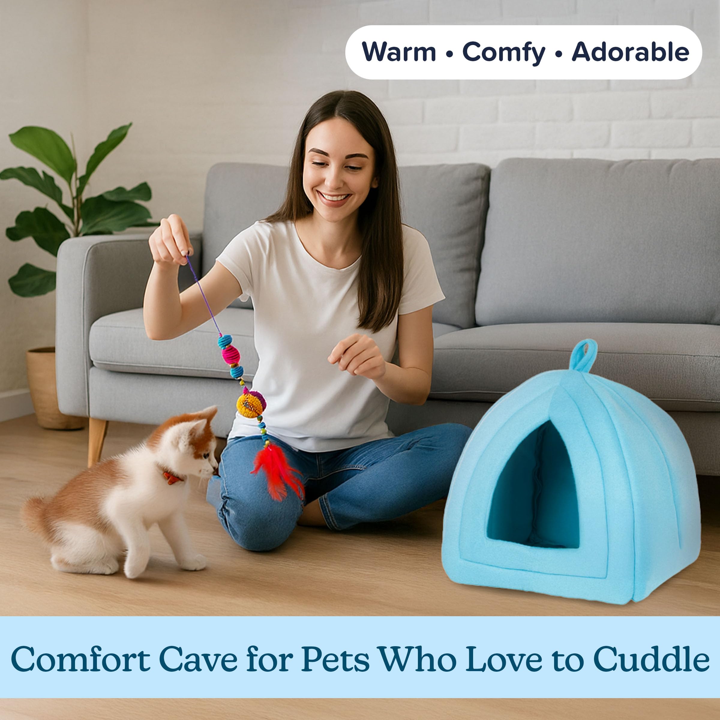 PETMAKER cat tent bed interior makes pets feel secure.