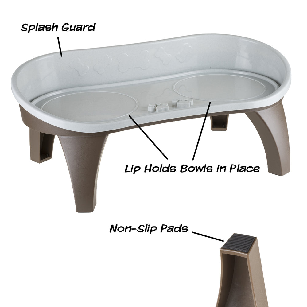 PETMAKER two 8.5-inch bowls fit on the tray.