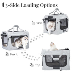 PetMansion four safety belt clips securing the carrier in a vehicle