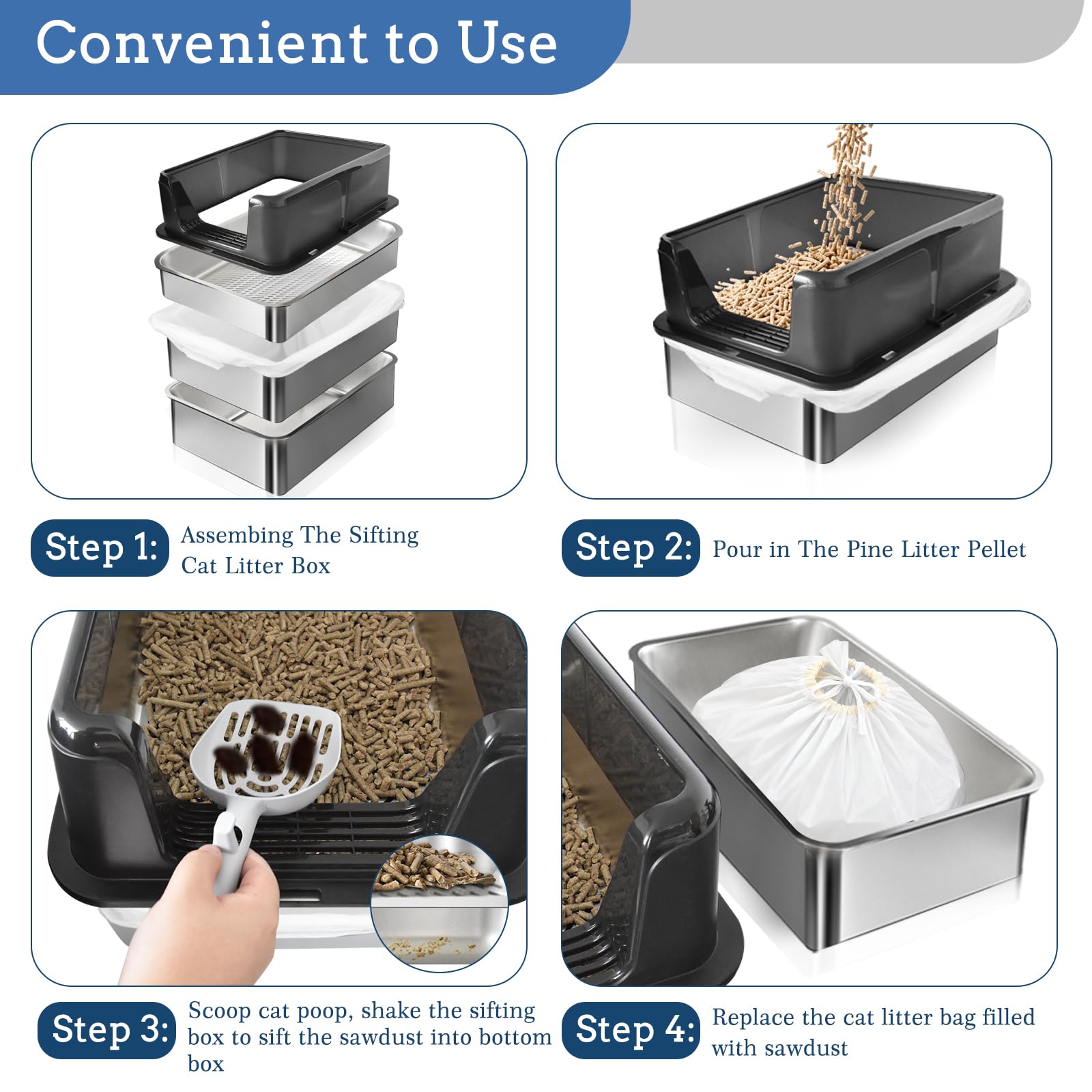 Petmarket multi-cat-large-capacity supports comfortable movement and neat cleanup.