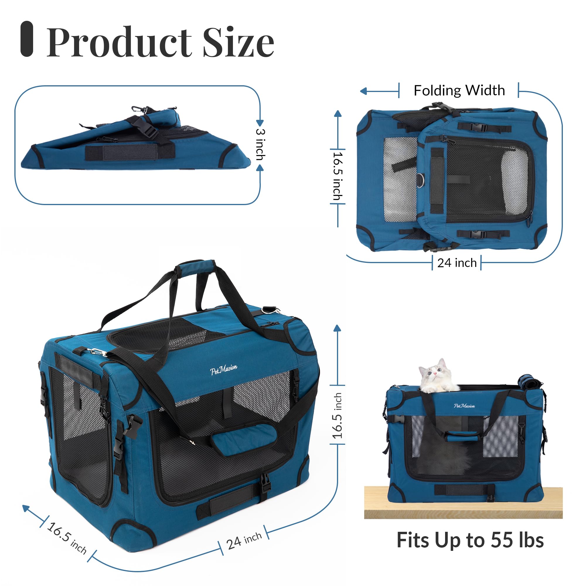 PetMasion extralarge cat carrier foldable design for easy transport