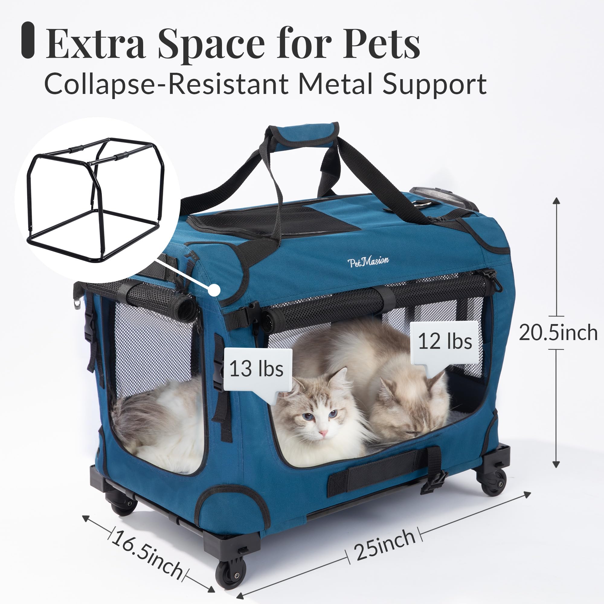 PetMasion spacious interior for large cats during car trips.