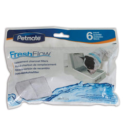 Petmate Fresh Flow replacement filter 6-pack close-up for clean tasting water.