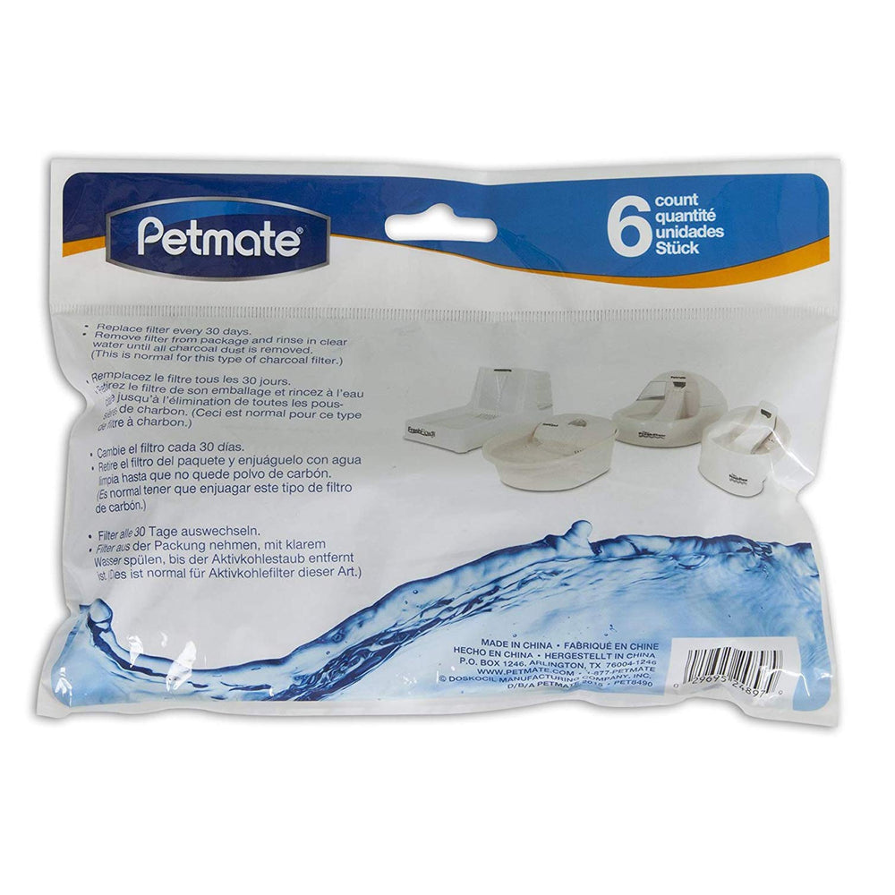 Petmate Fresh Flow replacement filter 6-pack in use for fresh, cool water.