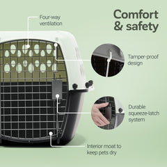 Four-sided ventilation on the Pet Porter Fashion Dog Kennel for breathable comfort during trips.