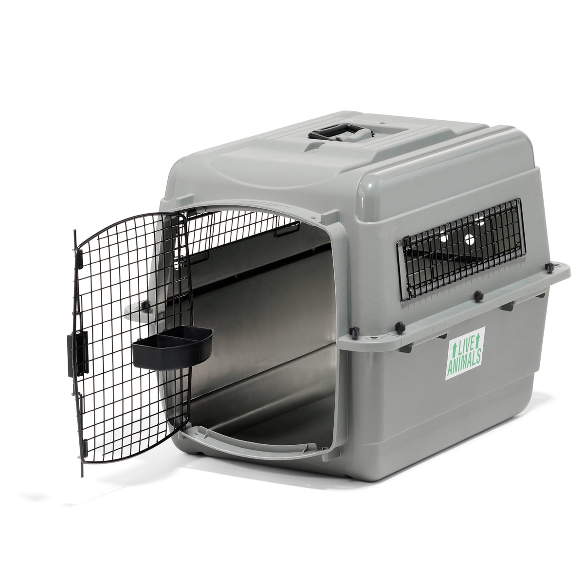 Petmate Sky Kennel in air travel setup showing airline-friendly design for pets