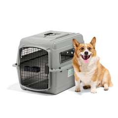 Petmate Sky Kennel easy-latch door ensures secure closure on trips