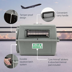 Petmate Sky Kennel EcoTEC plastic construction using recycled materials.