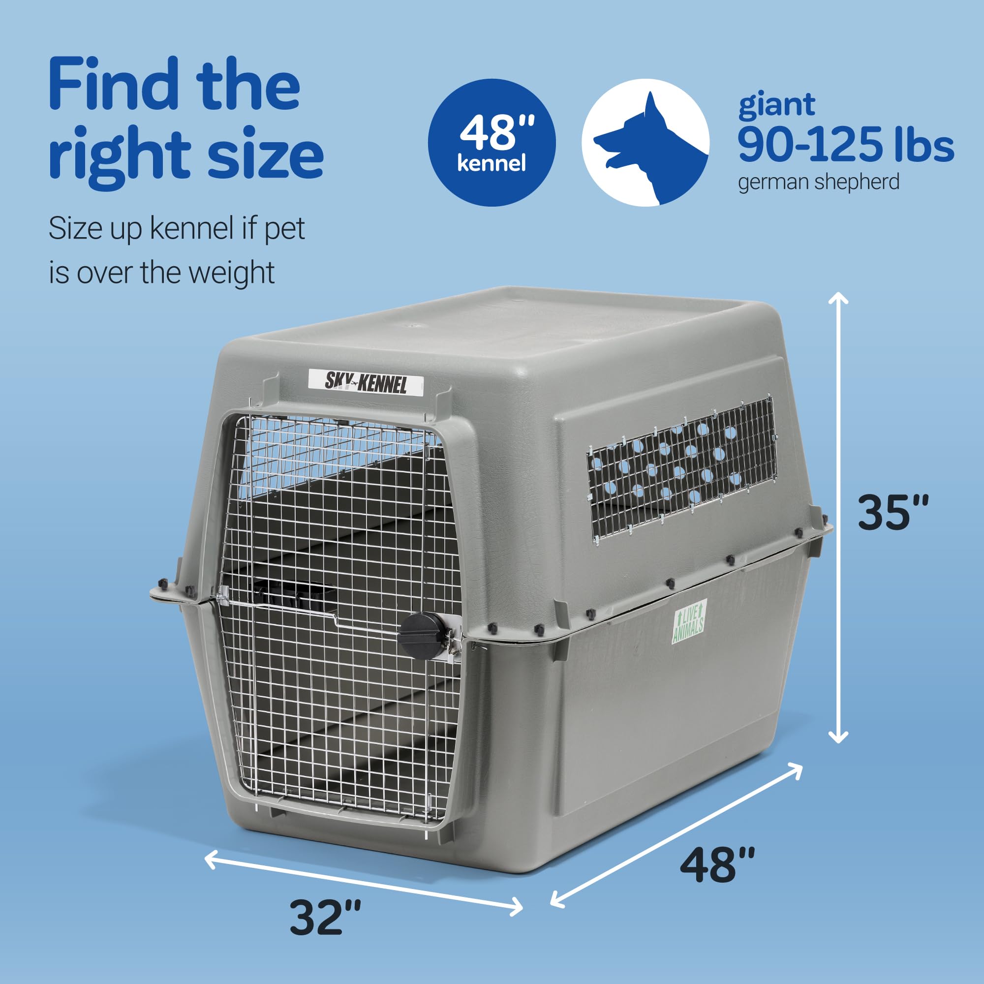 Petmate Sky Kennel EcoTEC plastic: durable, recycled materials.
