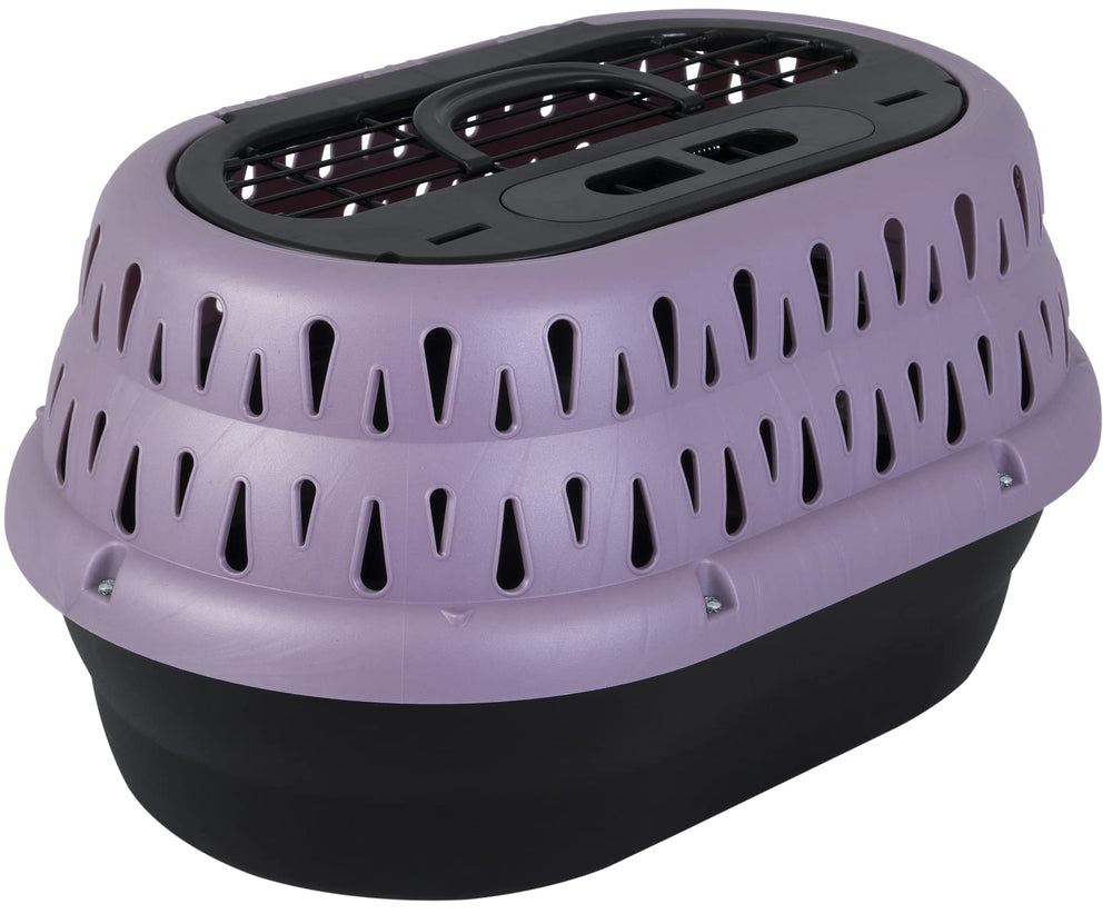 Petmate Top Load Cat Kennel front view highlights easy loading for trips.
