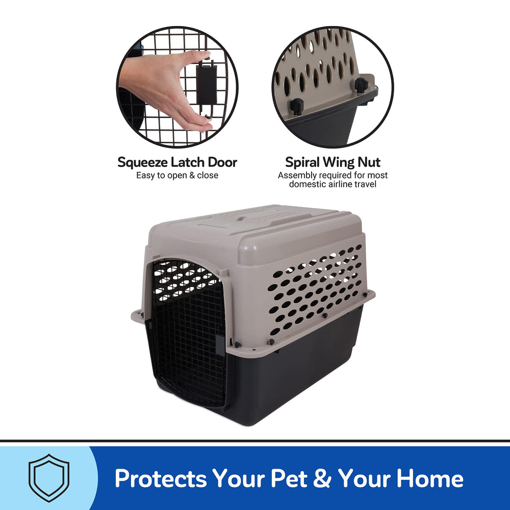 Petmate Vari Dog Kennel features easy-open latch for quick setup.