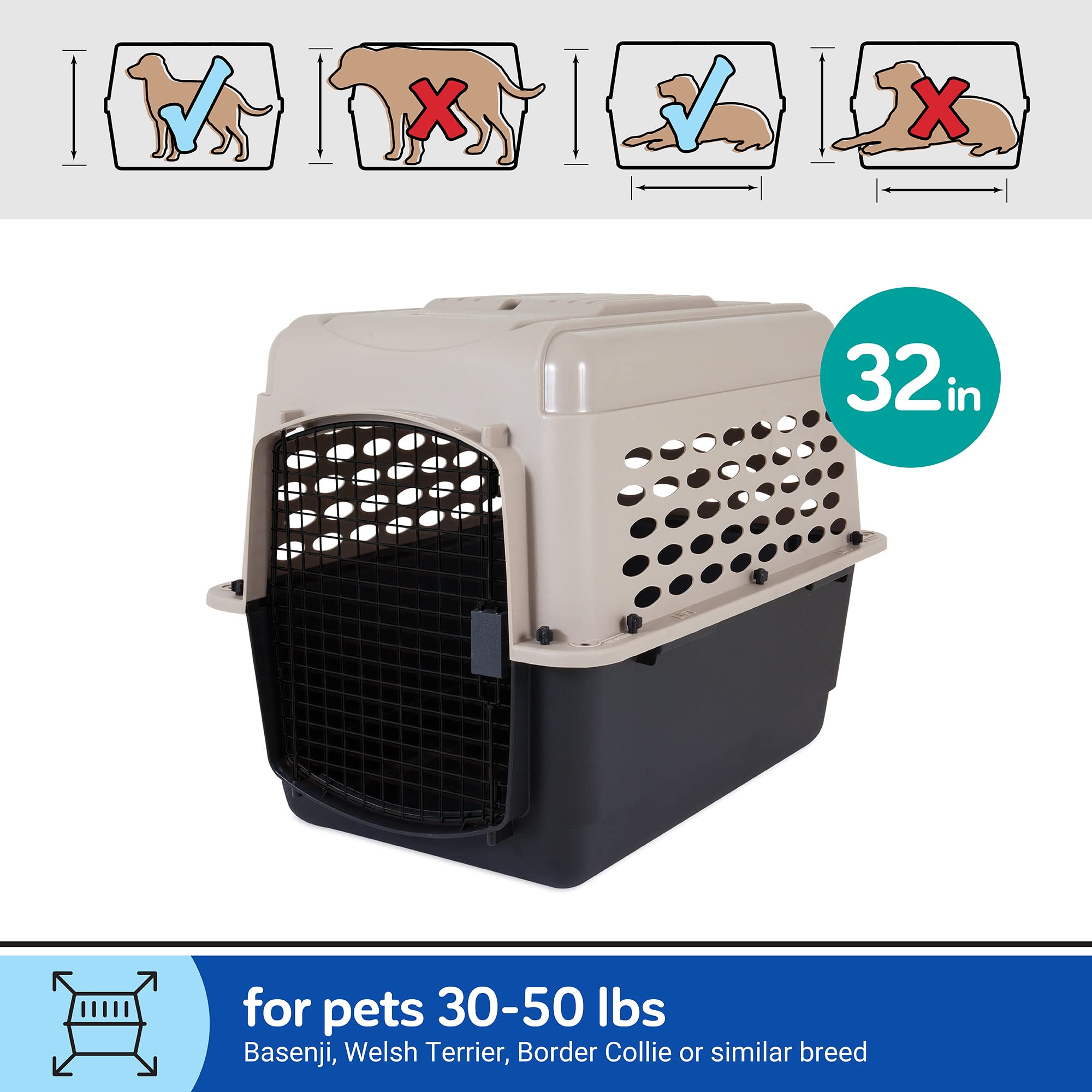 Petmate Vari Dog Kennel side ventilation panels for pet comfort.