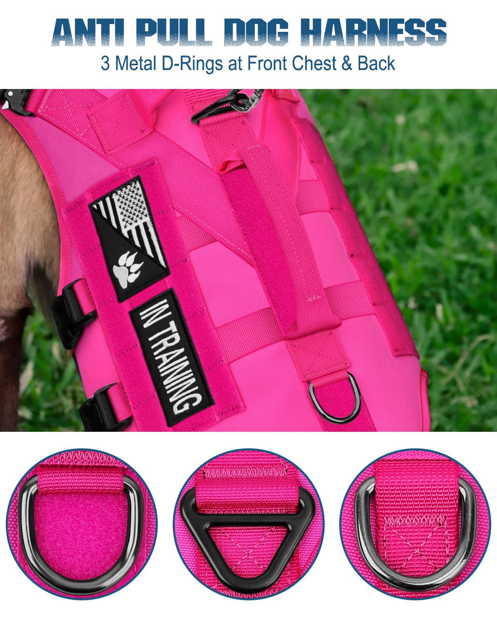 PETNANNY harness front D-ring supports easy control during walks