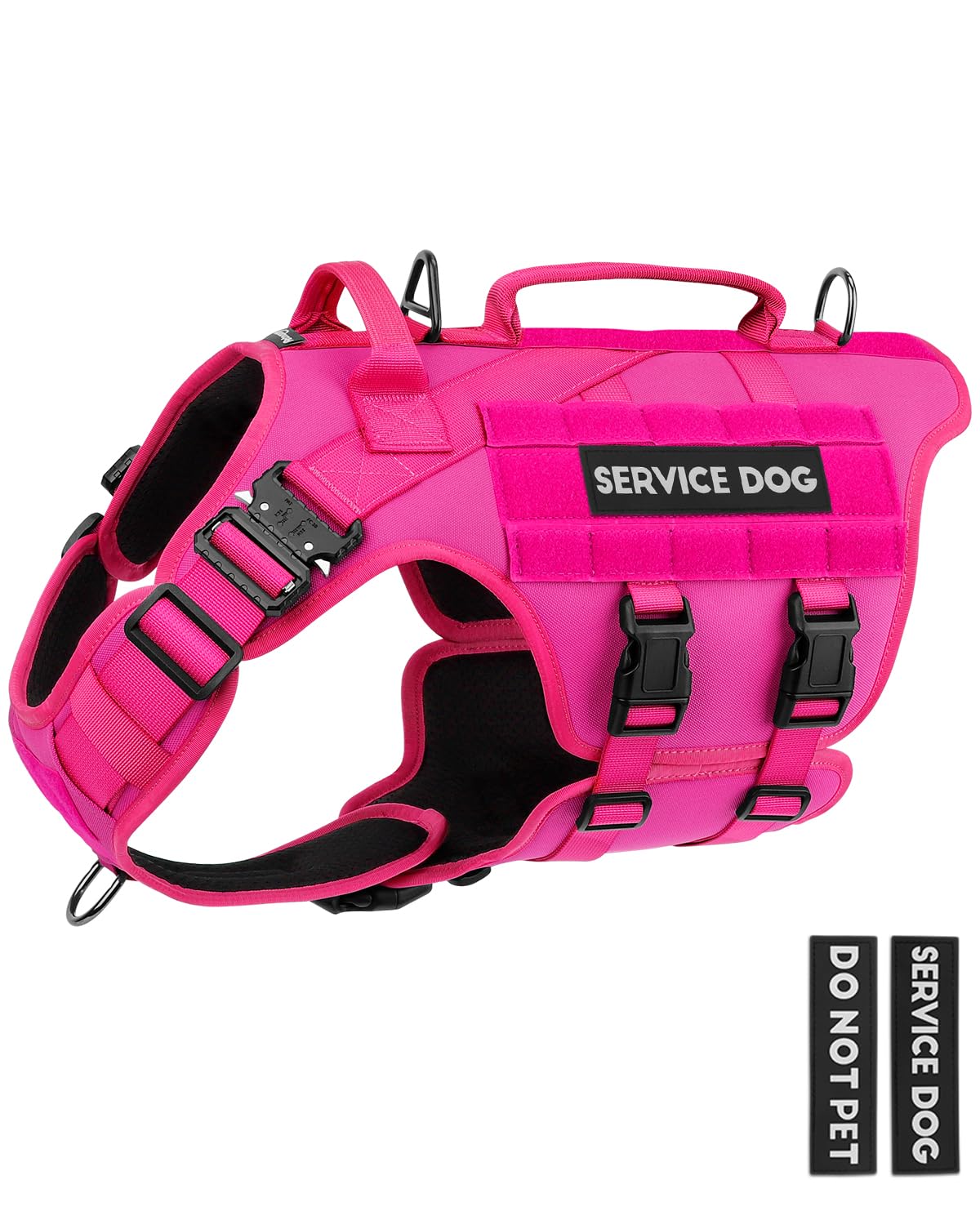 PETNANNY tactical dog harness with patch panel for quick service patches during patrols