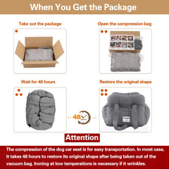 Petnex striped khaki car seat used as a convenient carry bag for outings