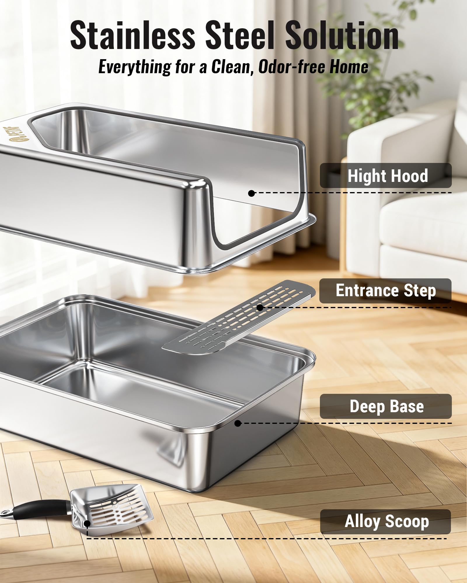 PETNF litter box suited for multi-cat homes with ample interior space.