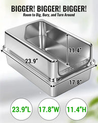 PETNF stainless steel litter box surface stays non-stick and easy to wipe clean.