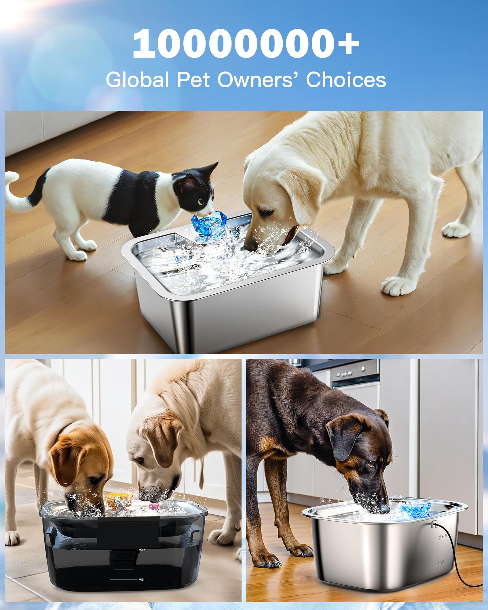 Easy installation shown with dog fountain and new filters