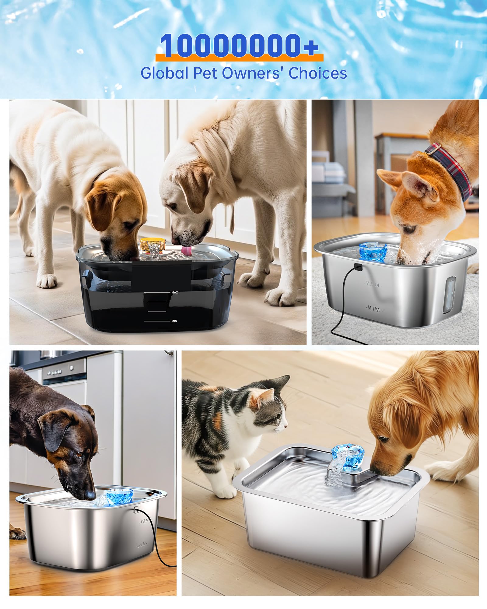 PETNF filters support fresh water flow for daily pet hydration.