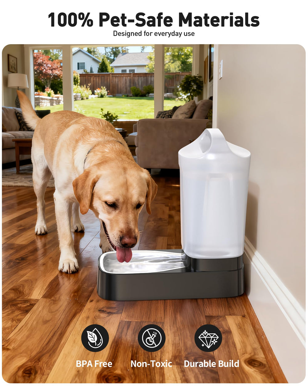PETNF water-dispensing flow demonstrates steady distribution to pet bowls.