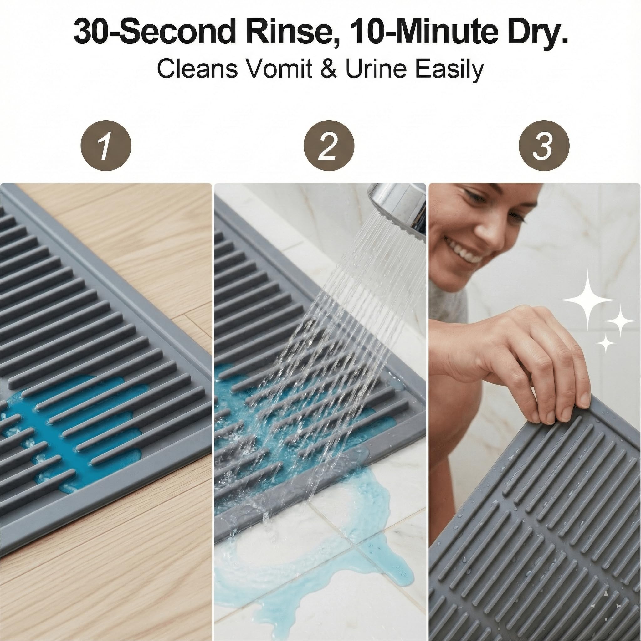 PetNova concave-convex grooves trap pellets and dust efficiently.