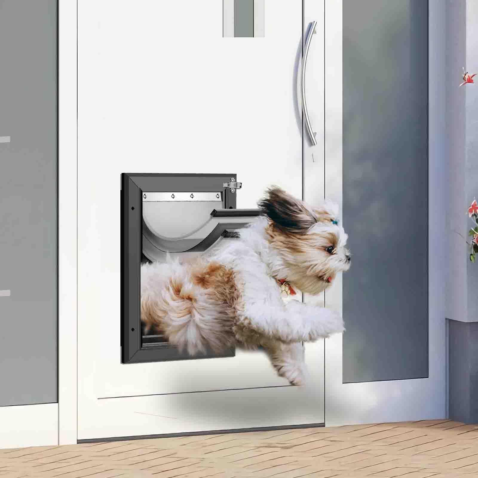 Petoasis dog door wall aluminum frame closeup, emphasizing rust-resistant construction.