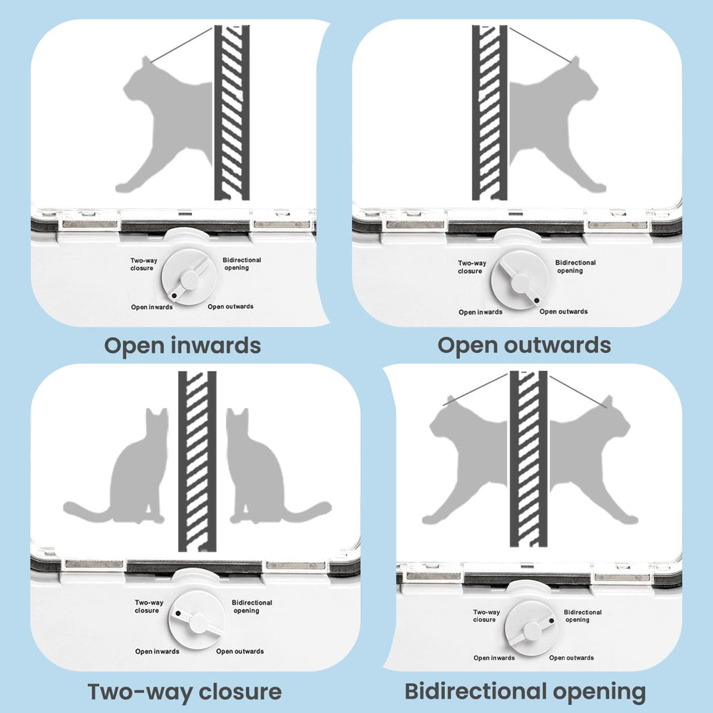 Petoasis four-lock modes image shows versatile access control for pets.