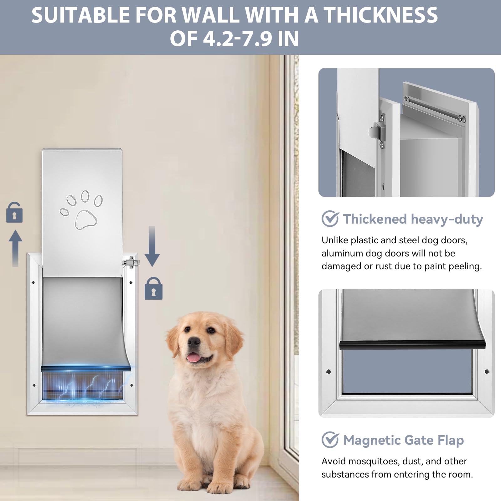 Petoasis triple-flap weatherproof dog door blocks drafts and moisture