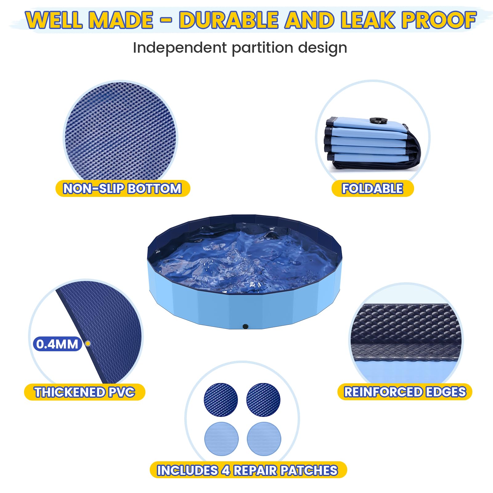 PETOCAT 107 foldable pool with durable PP board for stable shape