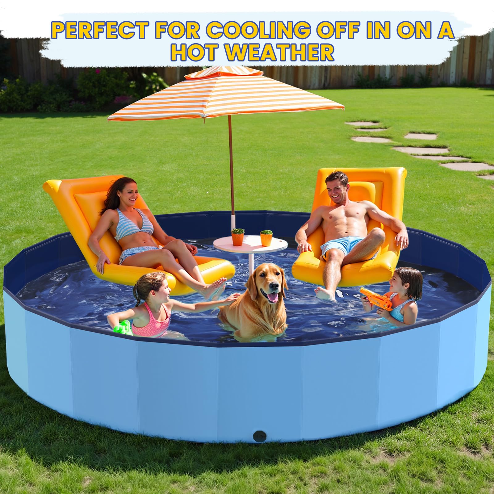 PETOCAT 107 foldable pool water play suited for pets and kids