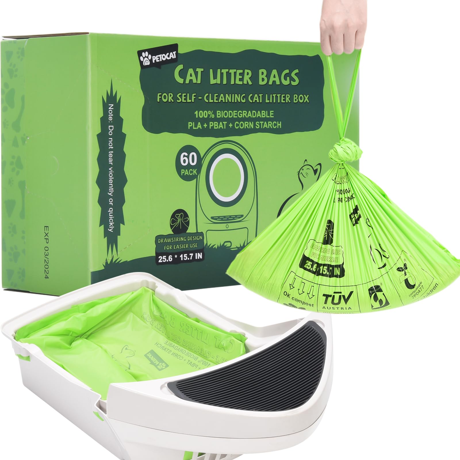 PETOCAT biodegradable litter liner fits LR3/LR4 and keeps waste contained.