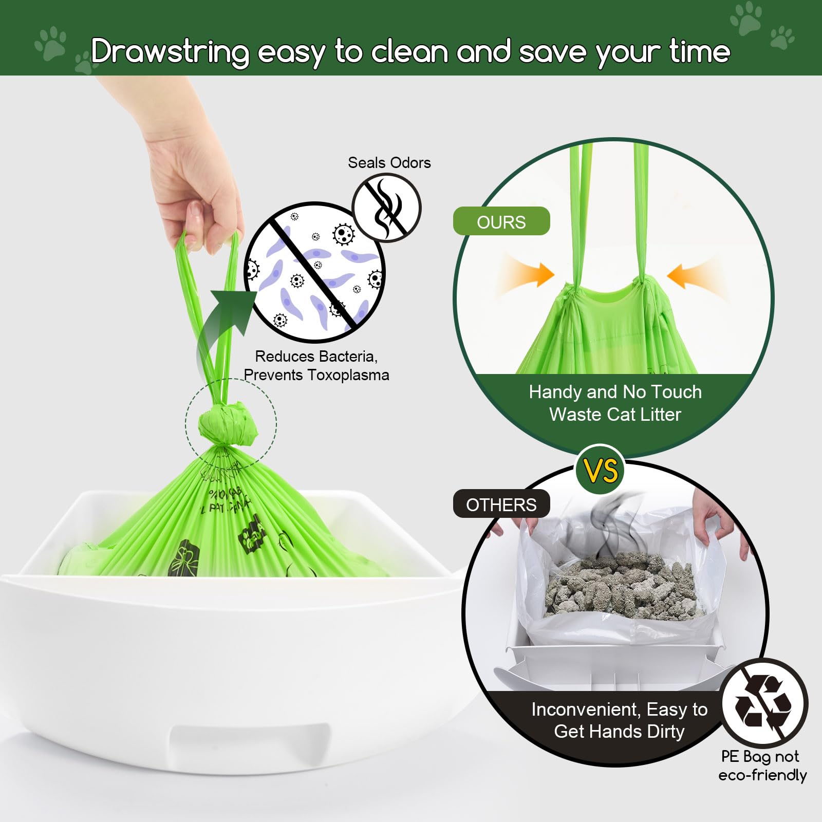 PETOCAT compostable liner demonstrates plastic-free, backyard composting option.