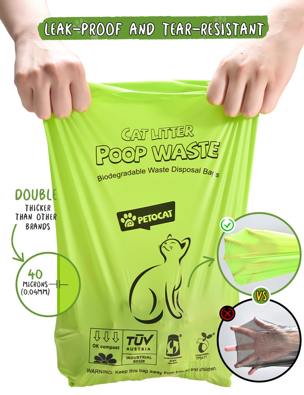 PETOCAT easy-to-pull bags arrive flat in a box for quick opening.