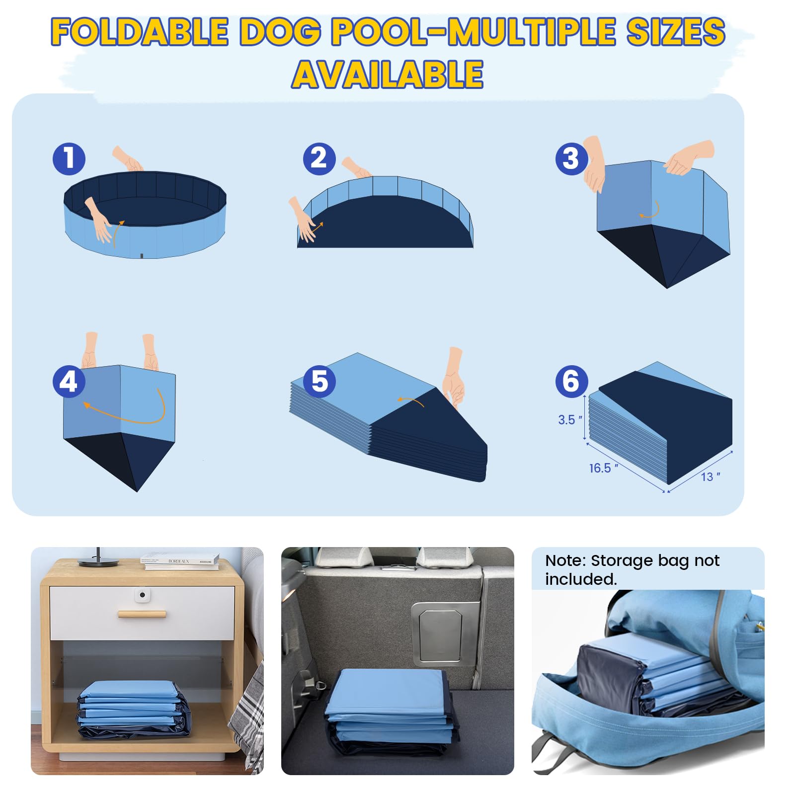 PETOCAT foldable pool easy cleaning setup with mild soap and brush