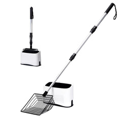 PETOCAT metal cat litter scoop with holder and 43 inch extendable reach for easy cleaning