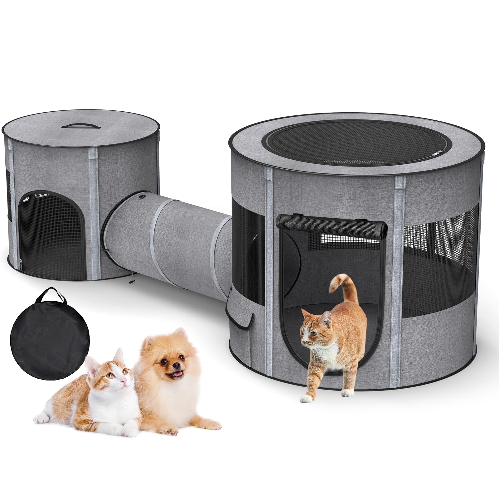 PETOCAT portable playpen with tunnel for safe indoor-outdoor use.