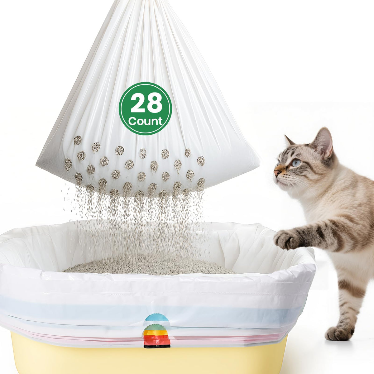 PETOCAT sifting litter bags with 76-hole design for faster filtration and easier cleanup.