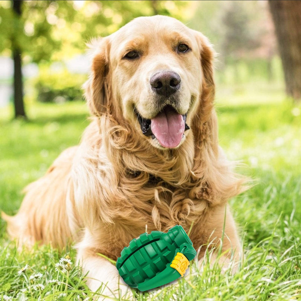 PETOPIA green indestructible dog toy for outdoor fun.