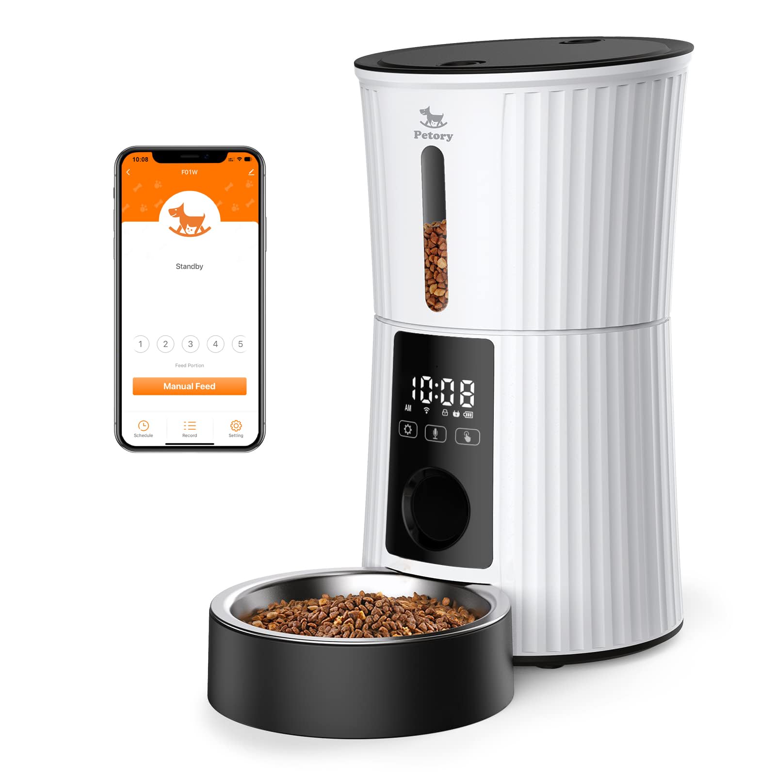 Petory automatic feeder wifi setup shows easy remote meal planning for pets.