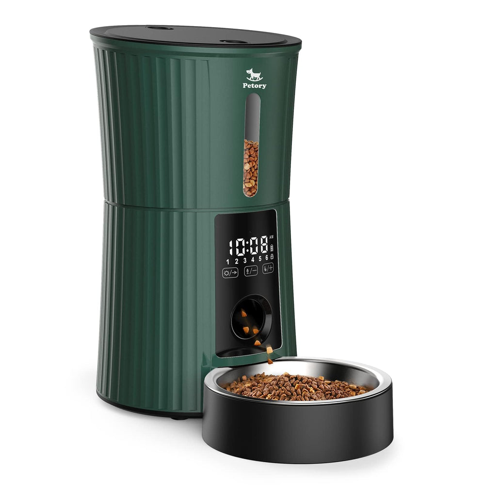 Petory Timed Automatic Cat Feeder front view with timer for scheduled meals.