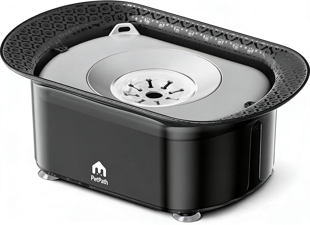PETPATH dog water bowl with no-spill design keeps floors dry and pets hydrated.