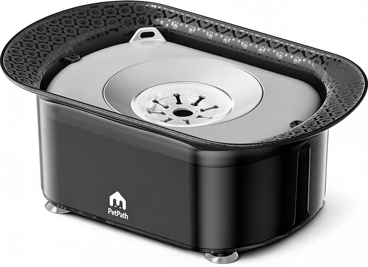 PETPATH dog water bowl with no-spill design keeps floors dry and pets hydrated.