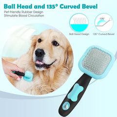 PetPawJOY Slicker Brush deshedding action removing loose undercoat effectively