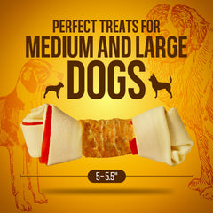 PETPHABET Chicken Wrapped Rawhide Bone supports teeth cleaning while chewing