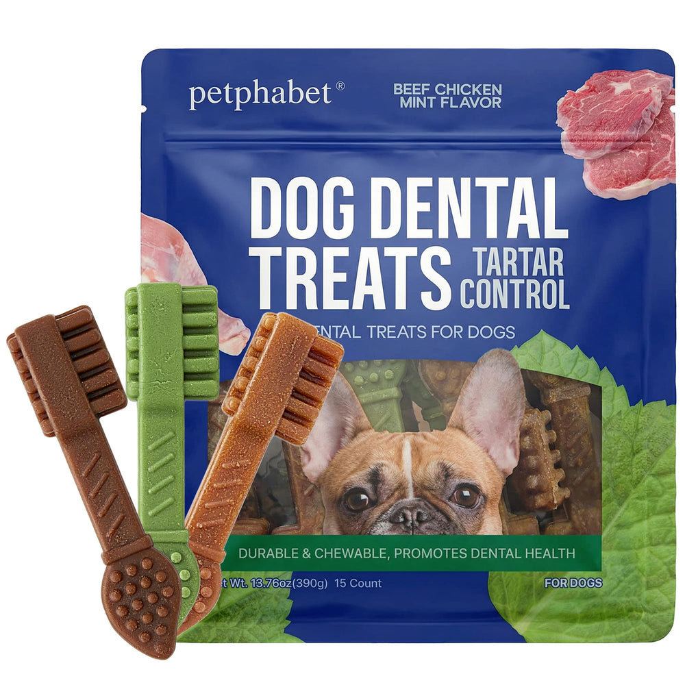 PETPHABET toothbrush-shaped dental chew for dogs designed for thorough cleaning