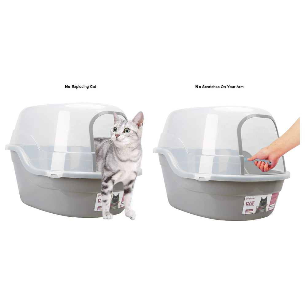 Petphabet Jumbo Hooded Cat Litter Box door opening for easy cat access