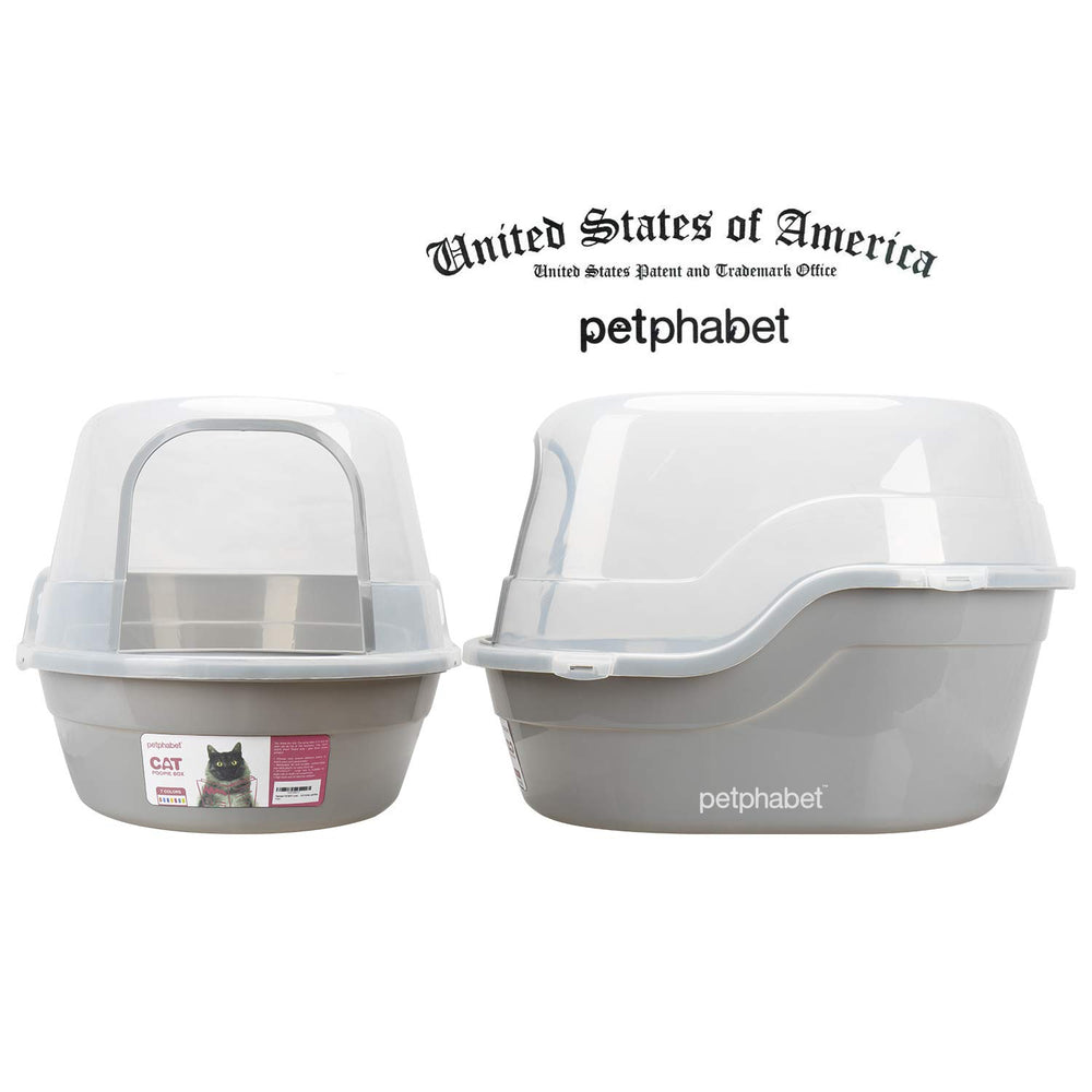 Petphabet Jumbo Hooded Cat Litter Box lid off shows roomy interior for multiple cats