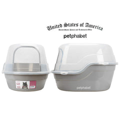 Petphabet Jumbo Hooded Cat Litter Box lid off shows roomy interior for multiple cats