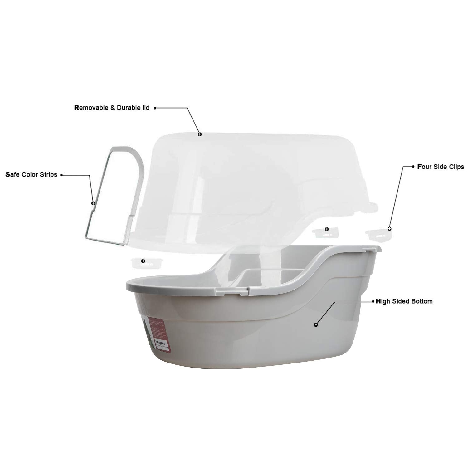 Petphabet Jumbo Hooded Cat Litter Box rear view shows sturdy structure